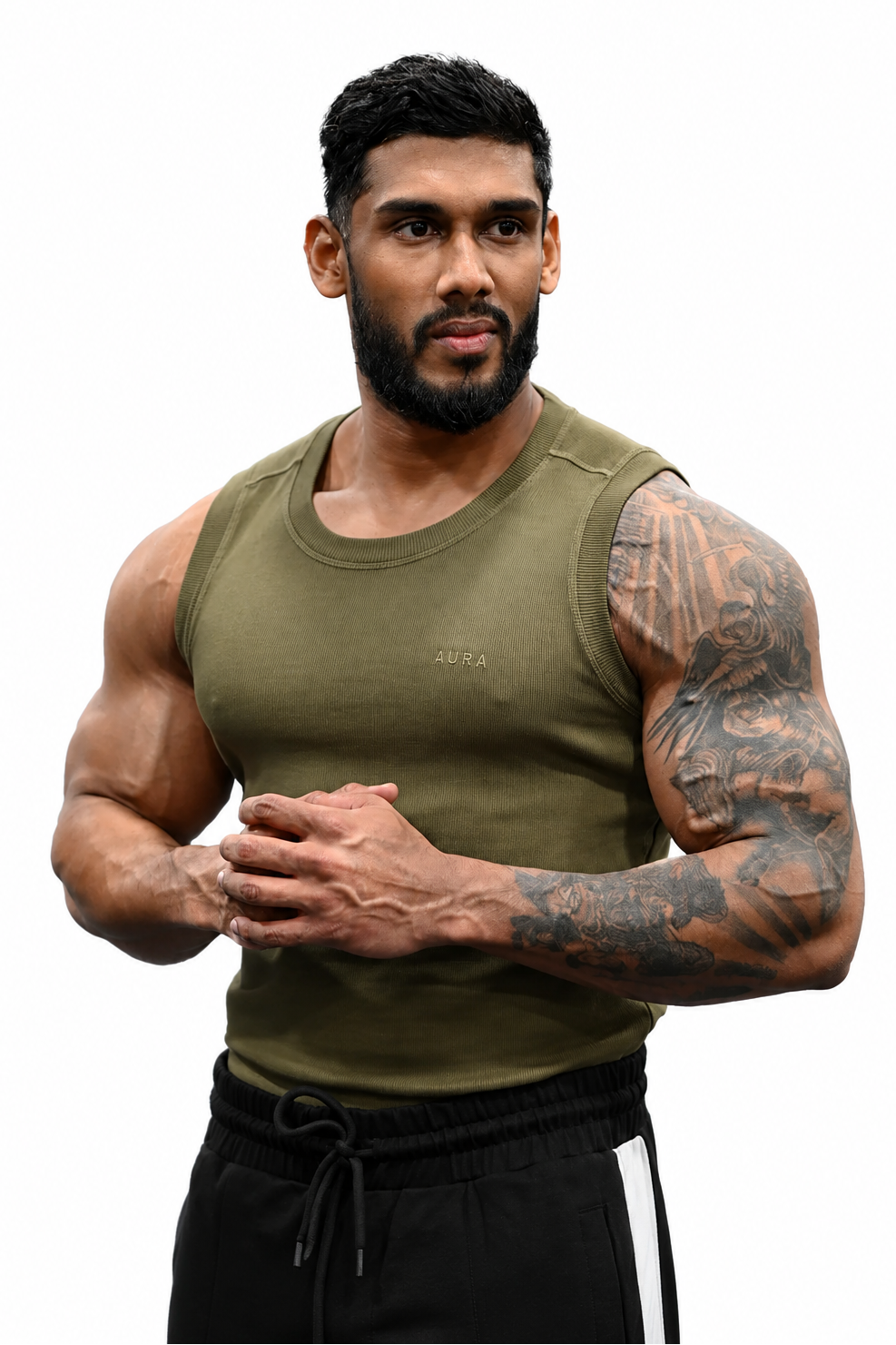 3001- Aura Body Fit Tank- Olive