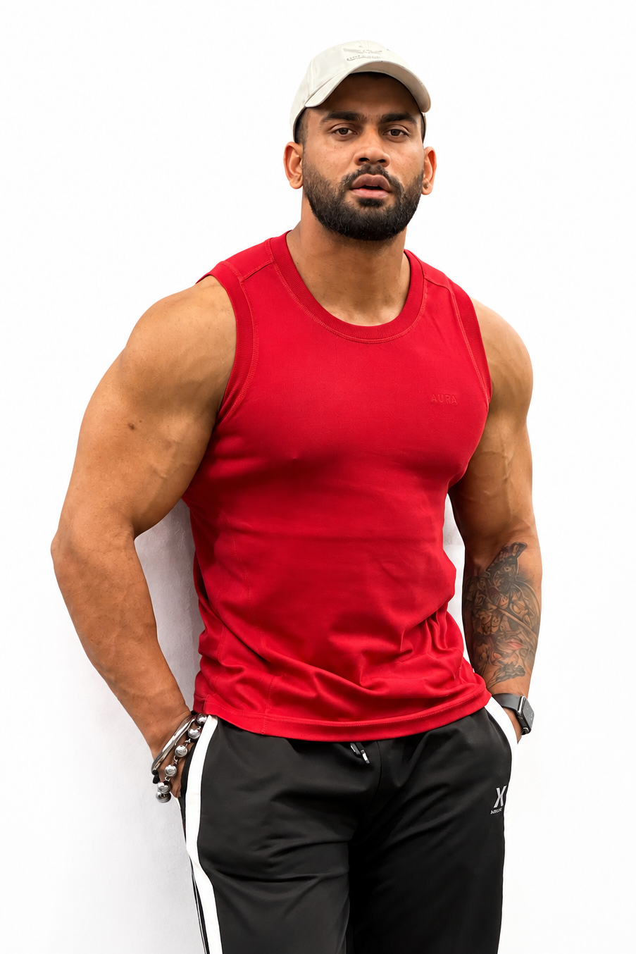 3001 - Aura Body Fit Tank- Crimson Red