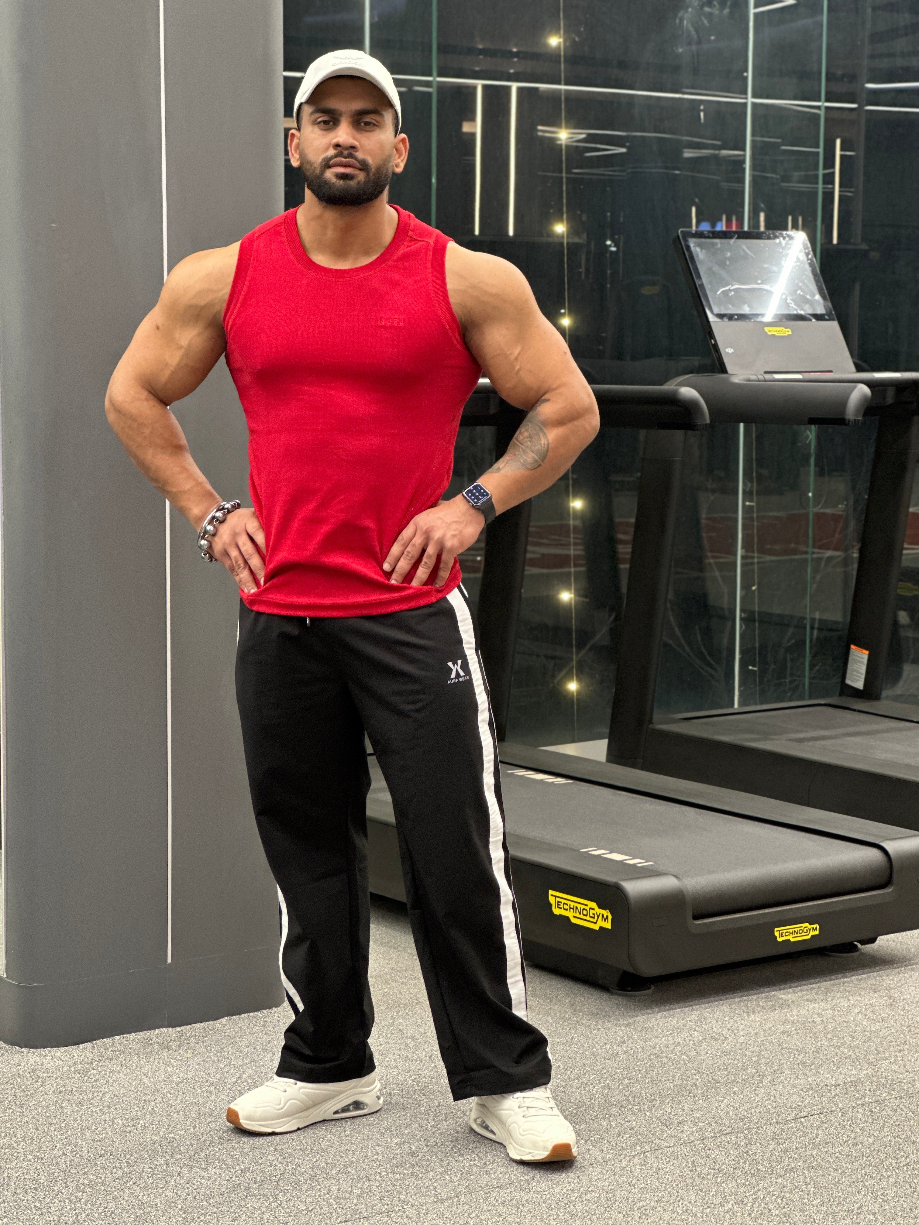 3001 - Aura Body Fit Tank- Crimson Red