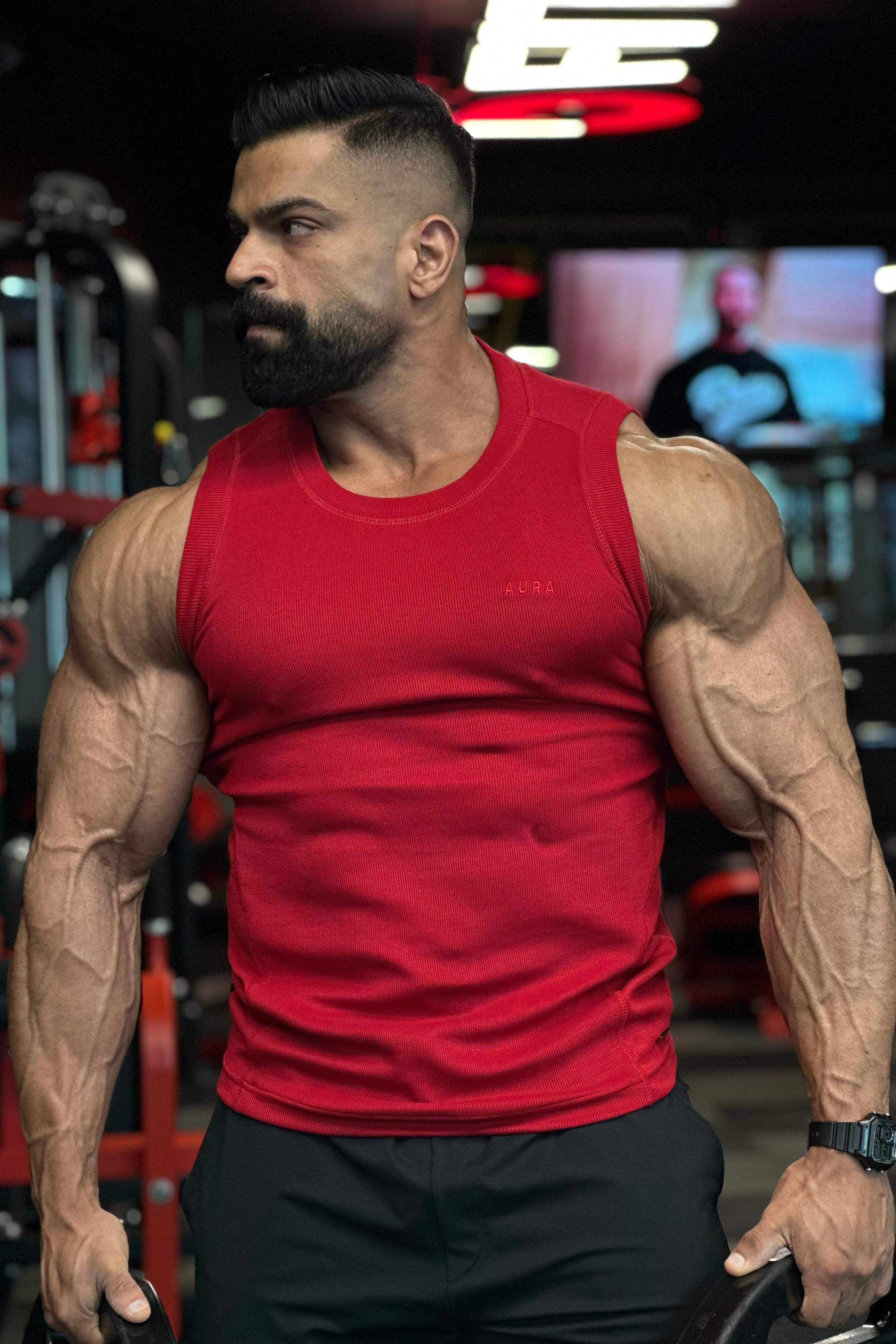 3001 - Aura Body Fit Tank- Crimson Red