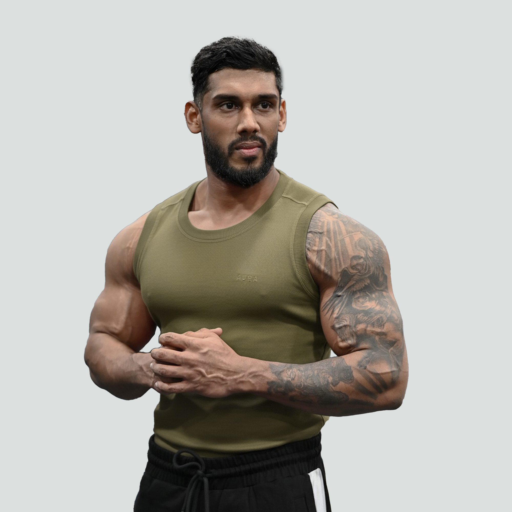 3001- Aura Body Fit Tank- Olive
