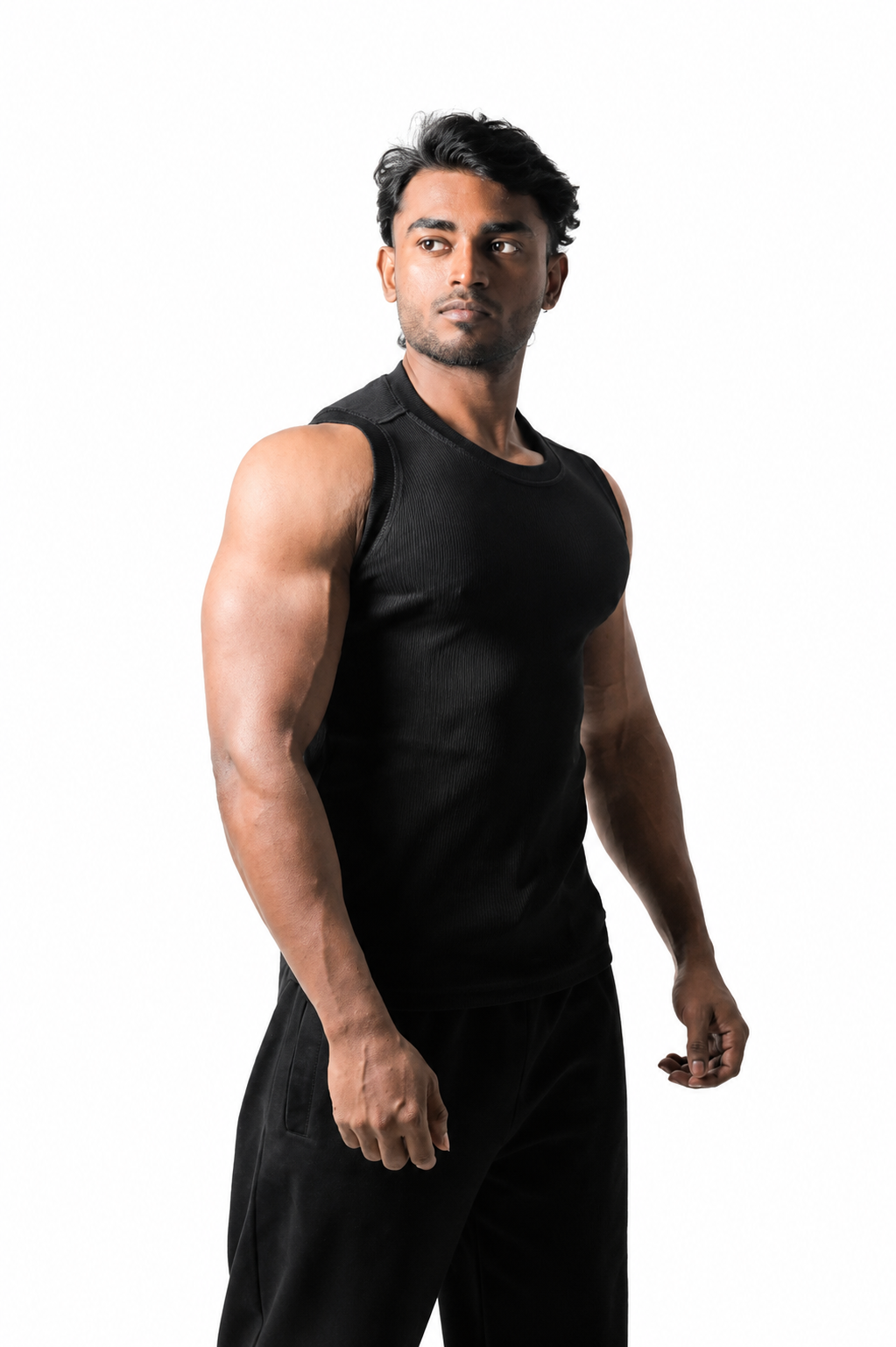 3001 -Aura Body Fit Tank- Jet black