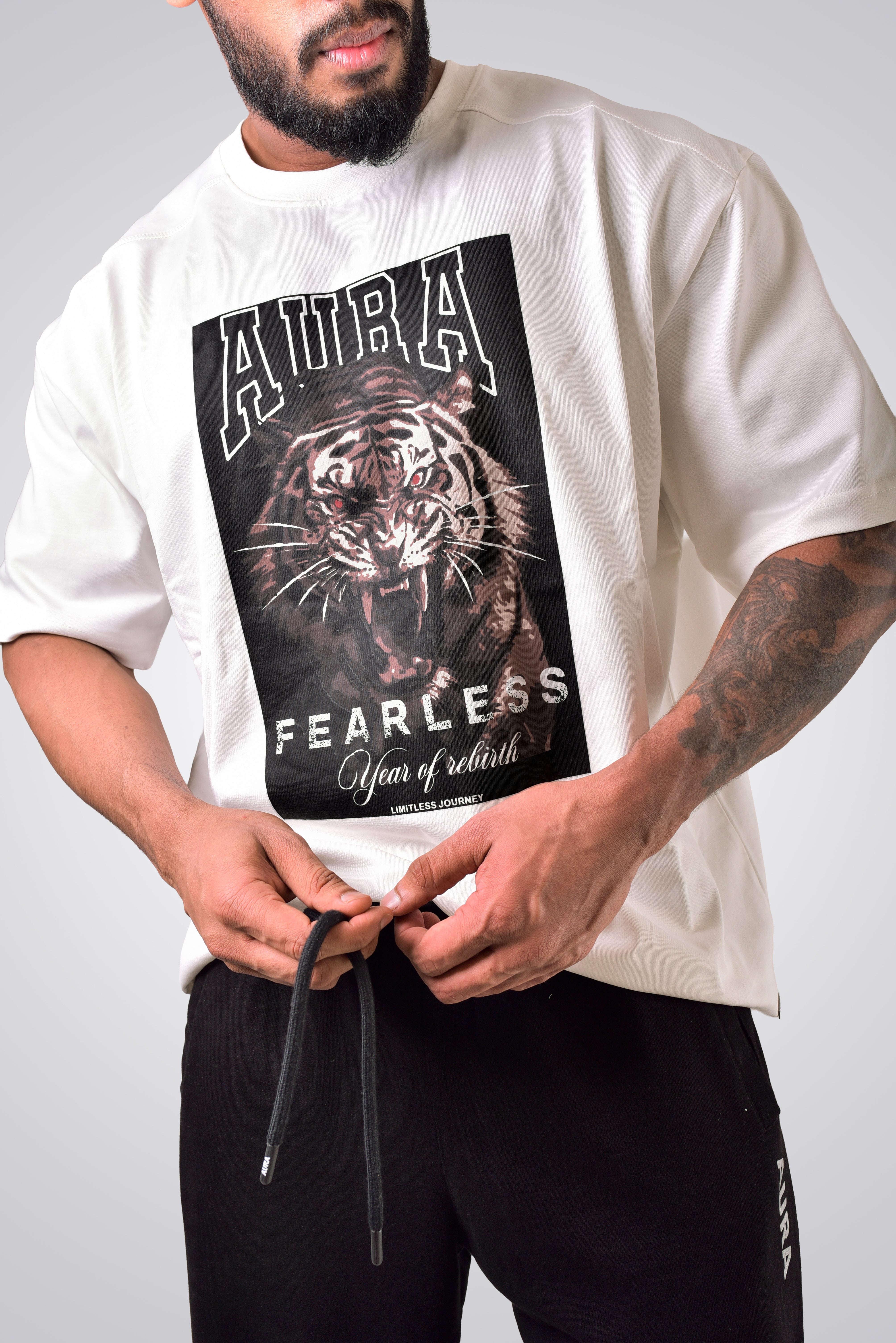 1004 -AURA Fearless Tiger Tee - OPTIC WHITE