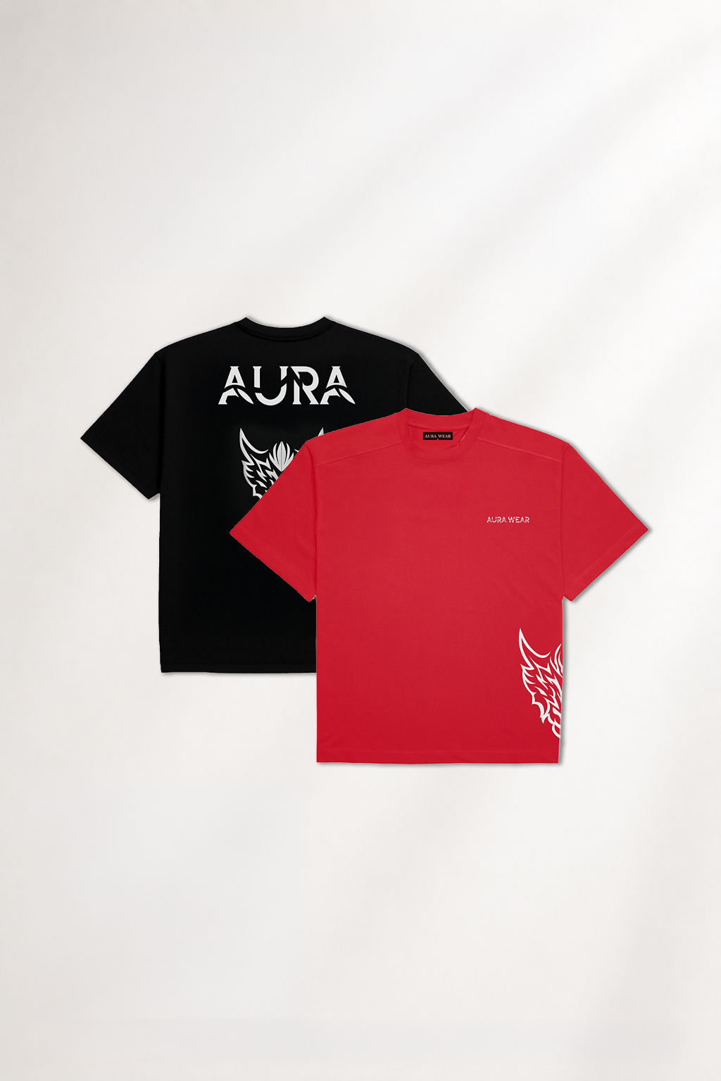 1012 - AURA DRAGON LOGO TEES -2pc PACK (BLACK+RED)