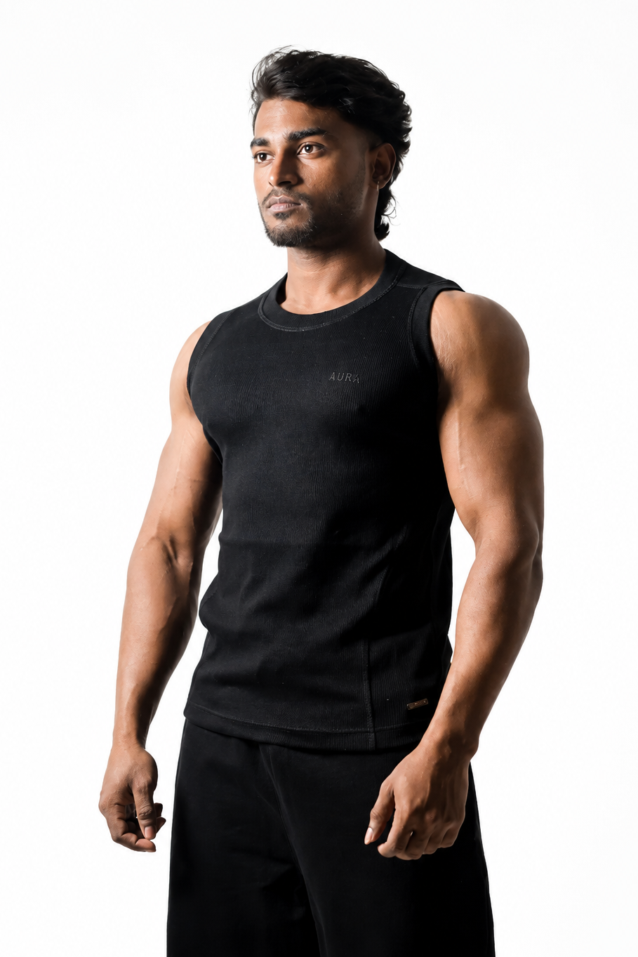 3001 -Aura Body Fit Tank- Jet black