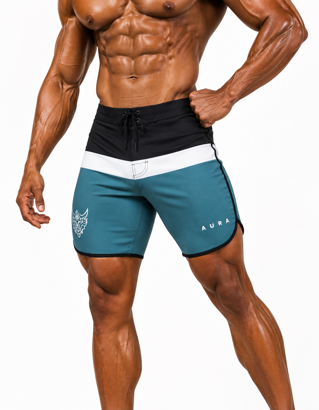 9007 - Classic Grid Aqua - Boardshorts