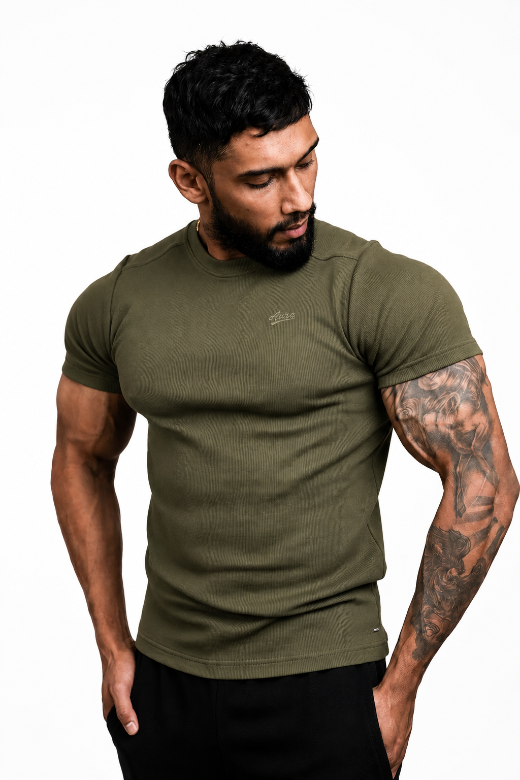 1008 - Aura Fitted Tee- Olive