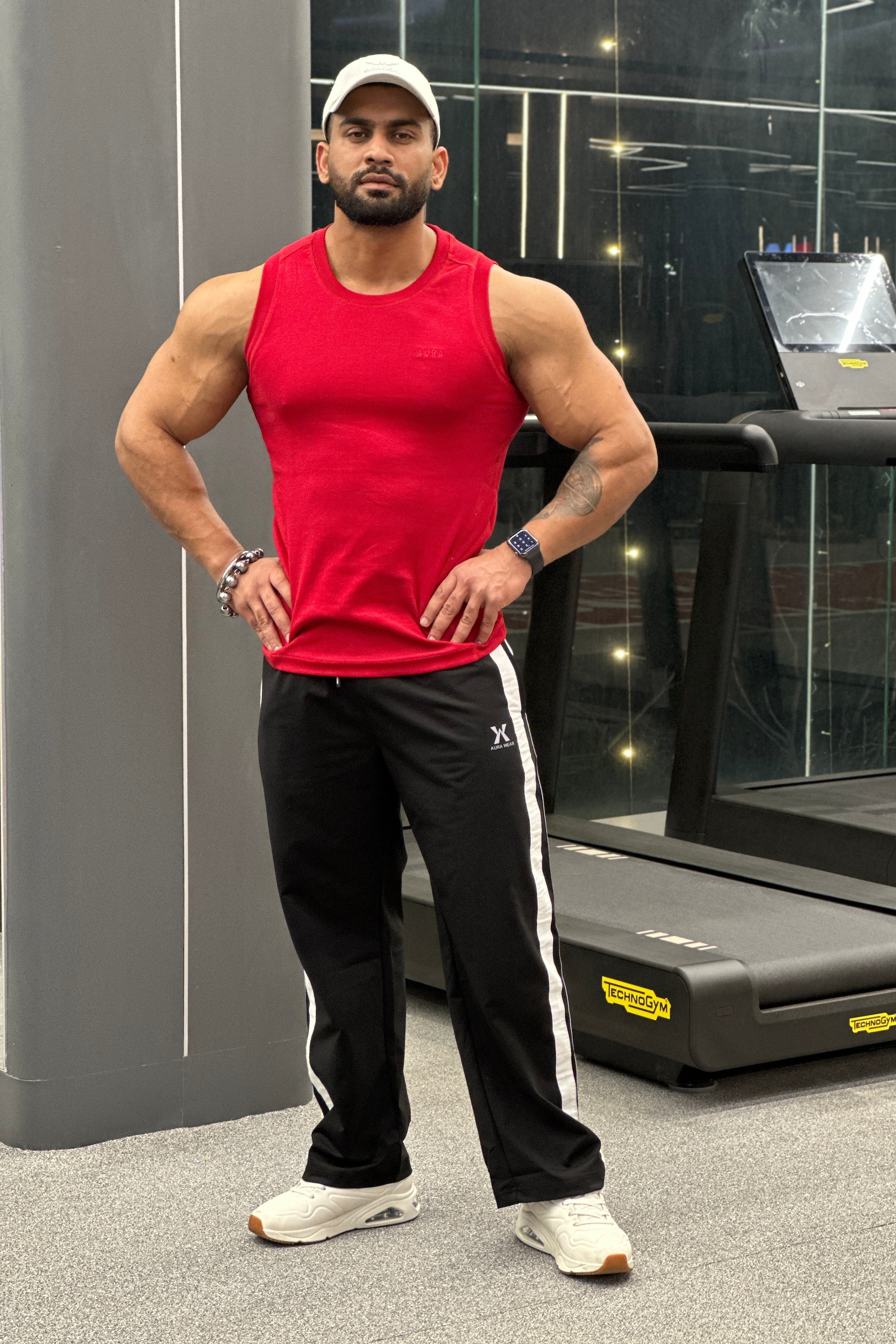 3001 - Aura Body Fit Tank- Crimson Red
