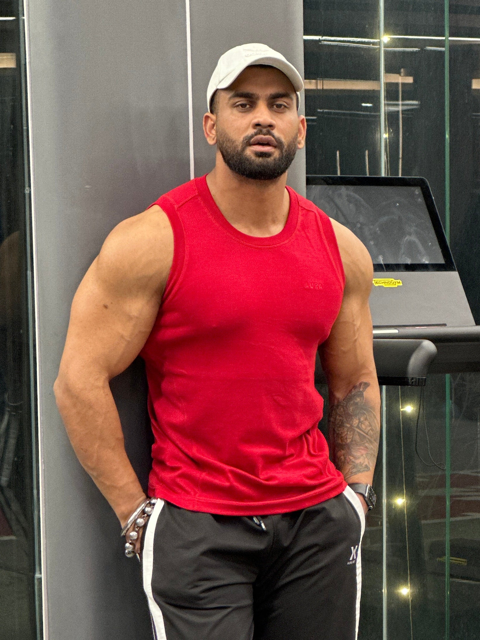 3001 - Aura Body Fit Tank- Crimson Red