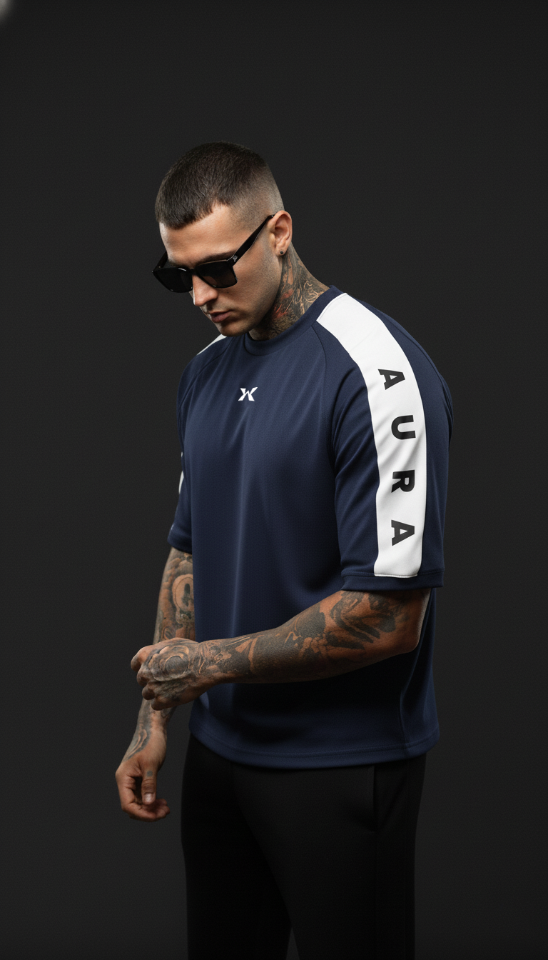 1001 -Aura Boxy Raglan Tee- DEEP NAVY