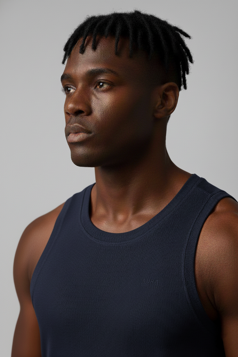 3001 - Aura Body Fit Tank- Deep Navy
