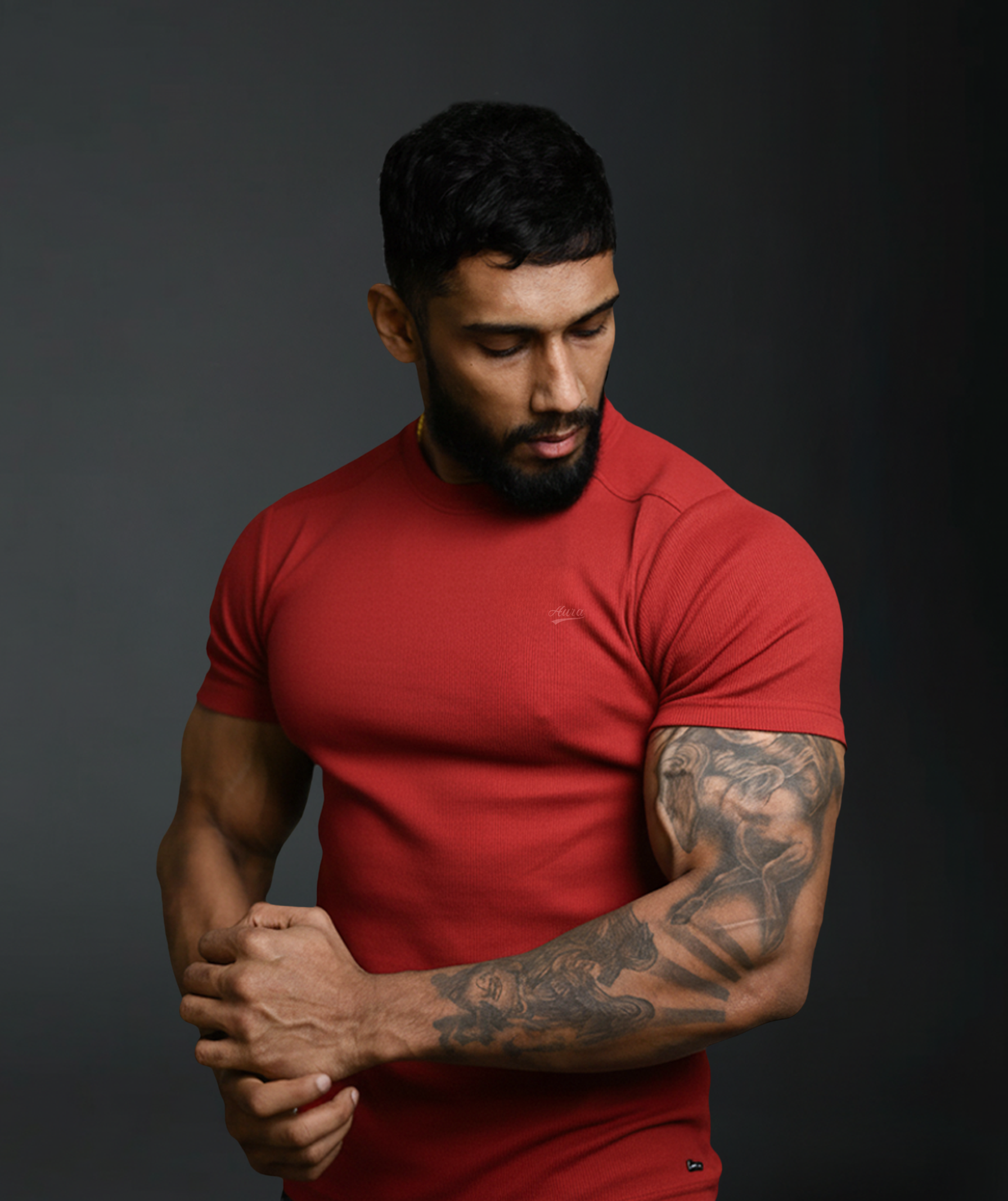 1008 - Aura Fitted Tee- Crimson Red