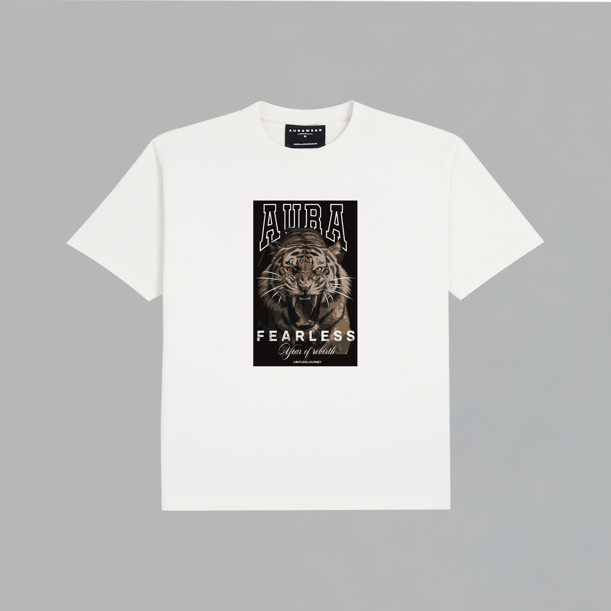 1004 -AURA Fearless Tiger Tee - OPTIC WHITE