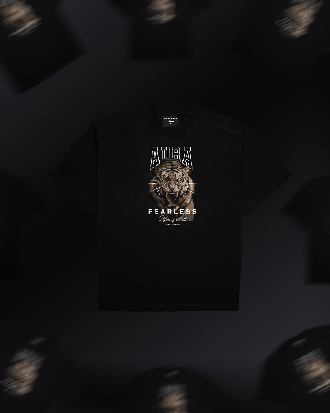 1004 -AURA Fearless Tiger Tee -JET BLACK